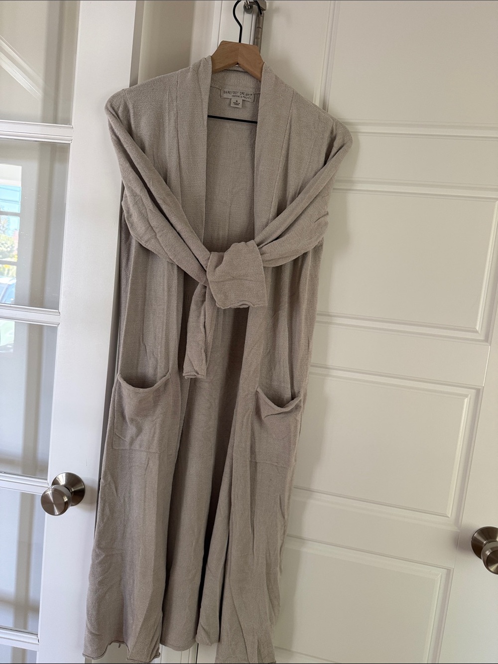 Barefoot Dreams Beige/Taupe Open Front Long Cardigan